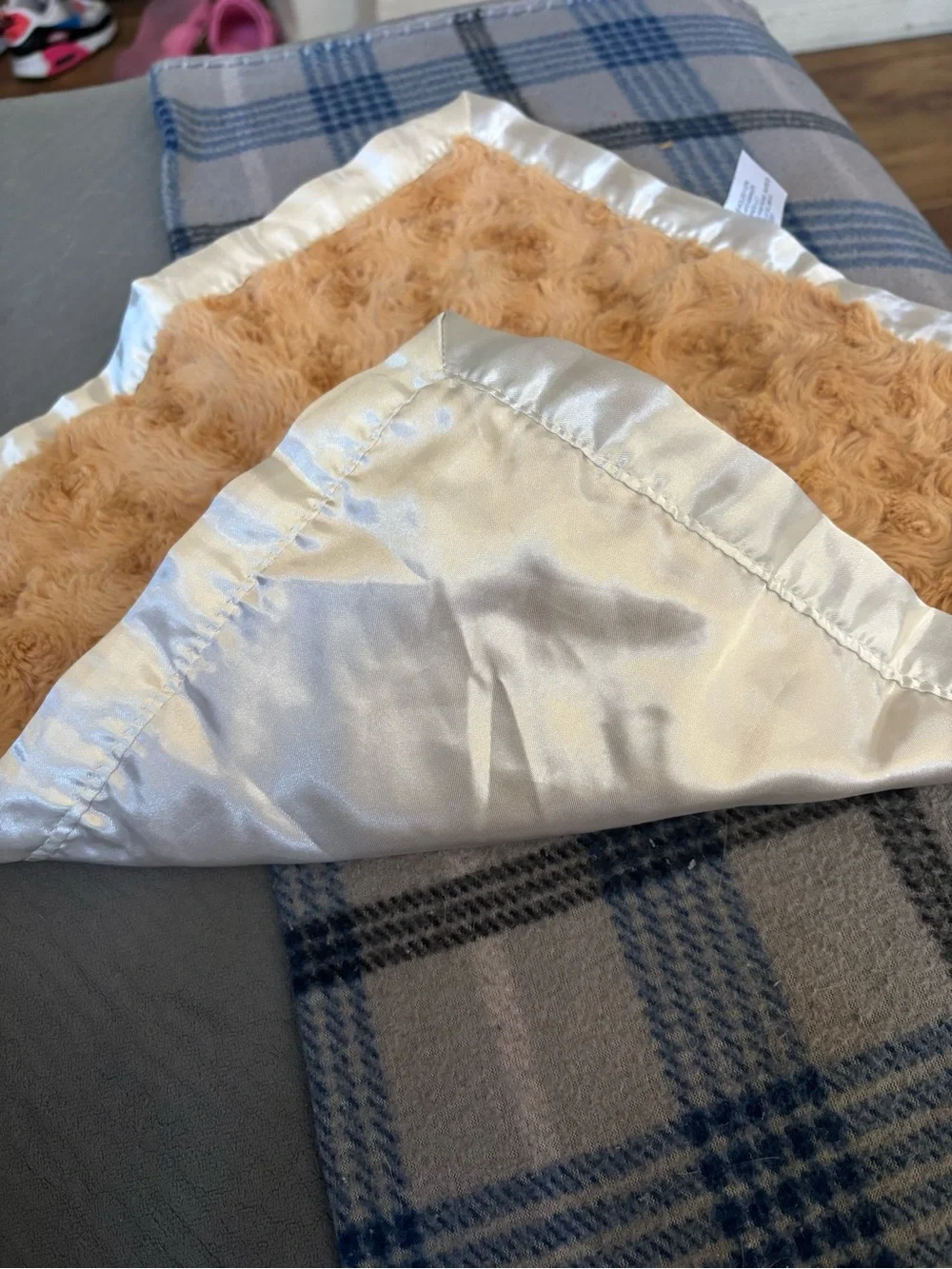 cloud island Tan Plush Puppy Lovey Blanket